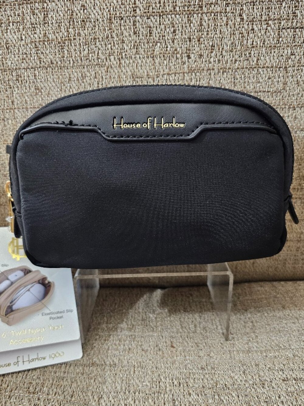 NWT House of Harlow 1960 Black Nylon Tech Travel Organizer Case MSRP $58